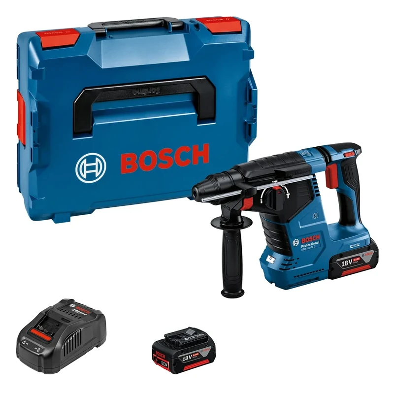 Bosch Professional 18V System Cordless Rotary Hammer GBH 18V-24 C (with SDS Plus, 2x5.0 Ah Batteries, Charger GAL 1880 CV, in L-BOXX)