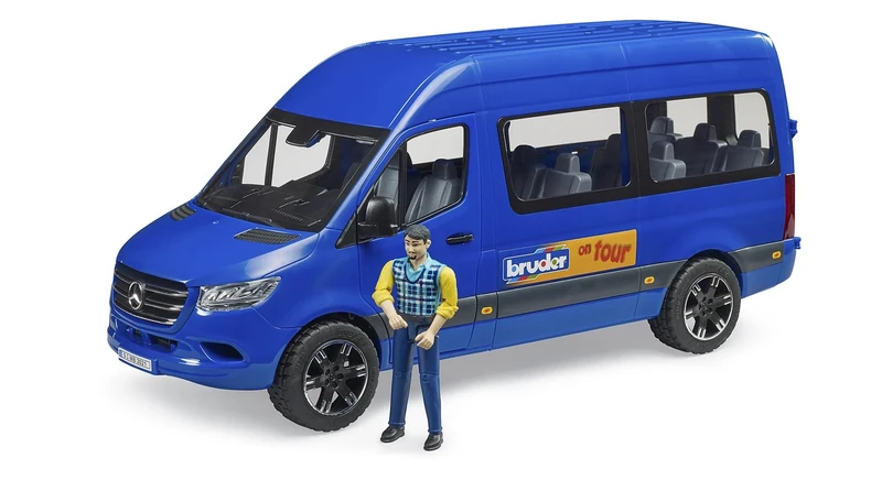 Bruder 02681 MB Sprinter Transfer with Driver 1:16 Vehicles, Transporter, Bus, Car, Bworld Figure, Boys and Girls Ages 3+
