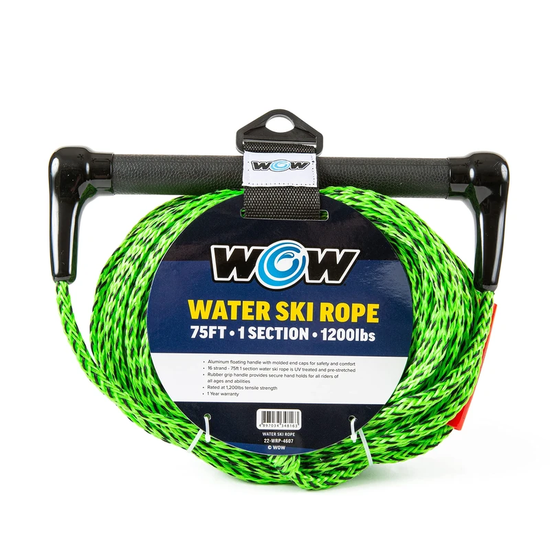WOW Sports 75' 1 Section Tow Rope with Rubber Handle