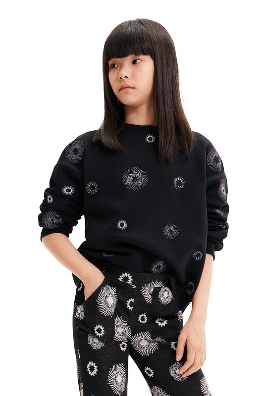 Desigual Girls' Ivy Pullover Sweater, Black, 4 Years - Image 1