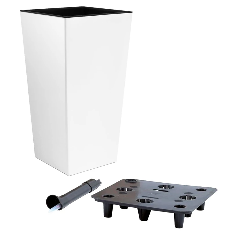 WELL HOME Urbi High Pot 49L with Irrigation System - White