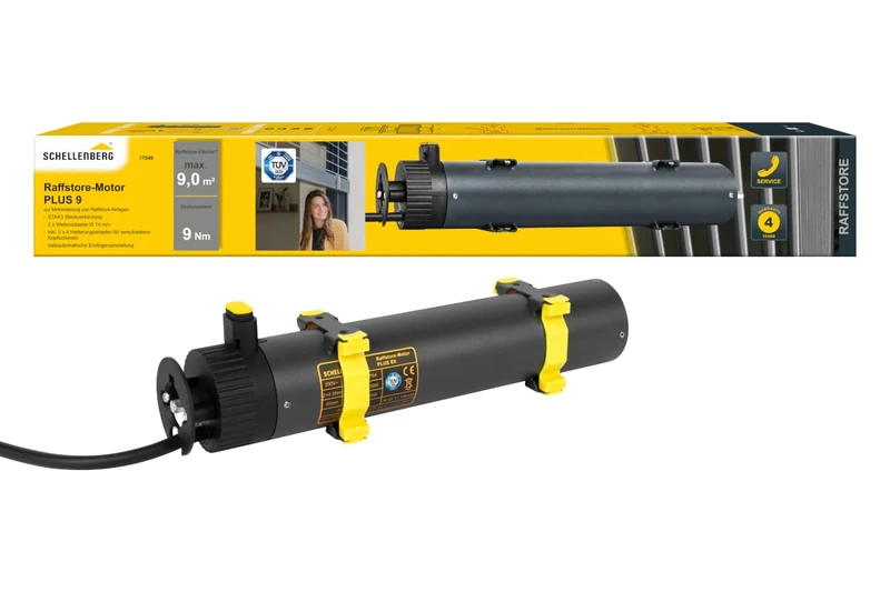 Schellenberg 17049 Raffstore Motor Plus 9 Nm, for Outdoor Blinds up to 9 m² Area, Control Manual, Wireless or Smart, Secure Power Connection with STAS3 Connector, Includes Adaptor etc.