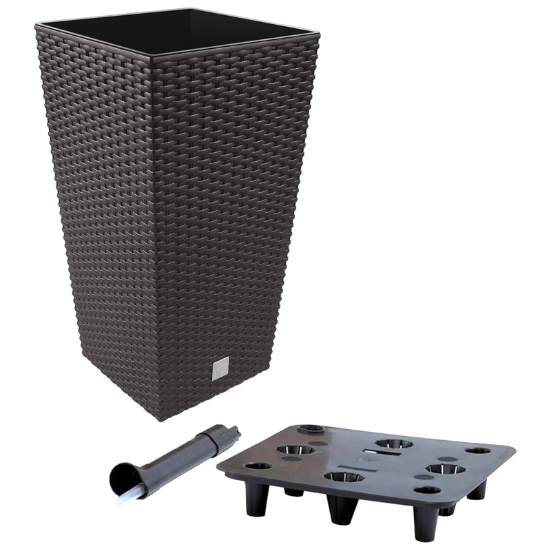 Well Home MOBILIARIO & DECORACIÓN 49 Liter time Flowerpot, with Inner Tank + Rato & urbi Irrigation System, Ochre Dark, 32x33x61 cm