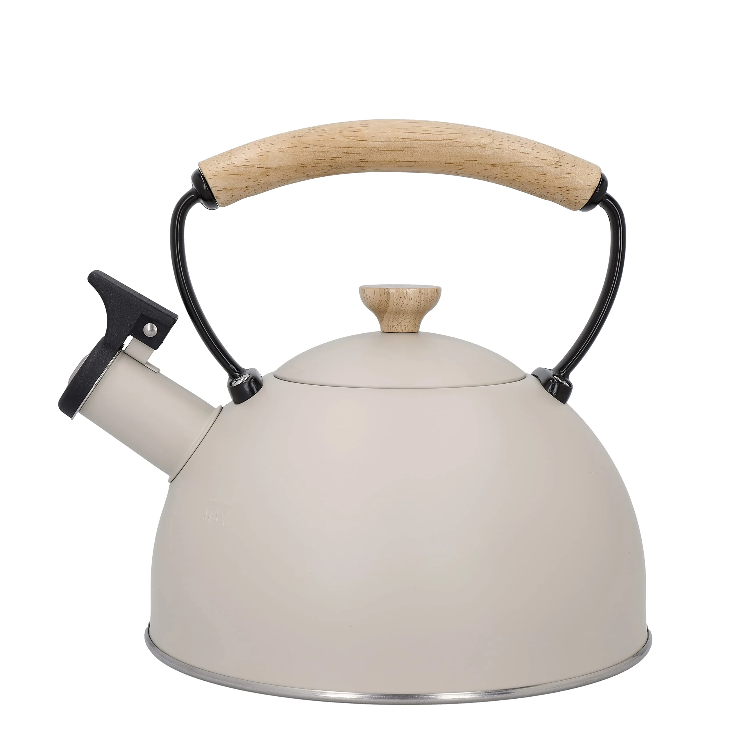 La Cafetière 1.6L Whistling Kettle, Stainless Steel Frame with Easy-Grip and Anti-Scald Wooden Handle, Induction Hob-Safe Tea Kettle for Boiling Water, Cream, Latte