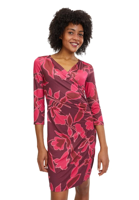 Cartoon Women's Casual Dress with 3/4 Sleeves, Purple/Pink, 18 - Image 1