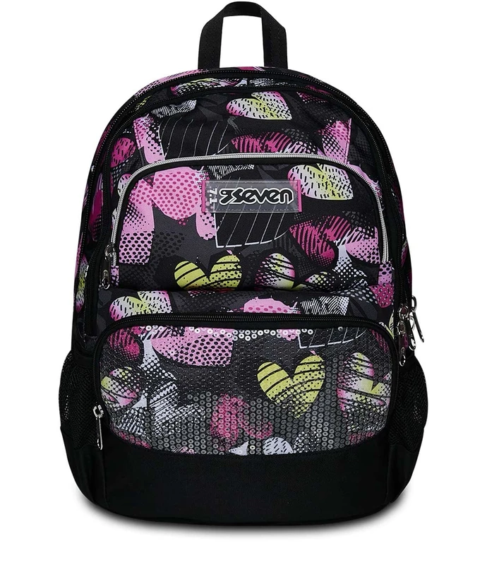 Seven Advanced School Backpack - Dye On, Red - Double Compartment Backpack - Water Bottle Pocket, PC Pocket, Multi Pockets - Maxi Capacity, Ibis Rose, 31 x 43 x 24 cm, Rucksack Backpacks