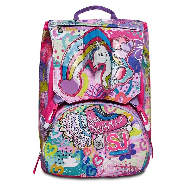 SJ GANG STYLE JAM GANG Unisex Kid's SJ Gang Big School MAGICFLIP Girl-Expandable Double Compartment Backpack-Flip System 3D, Candy Fuchsia, Taglia unica