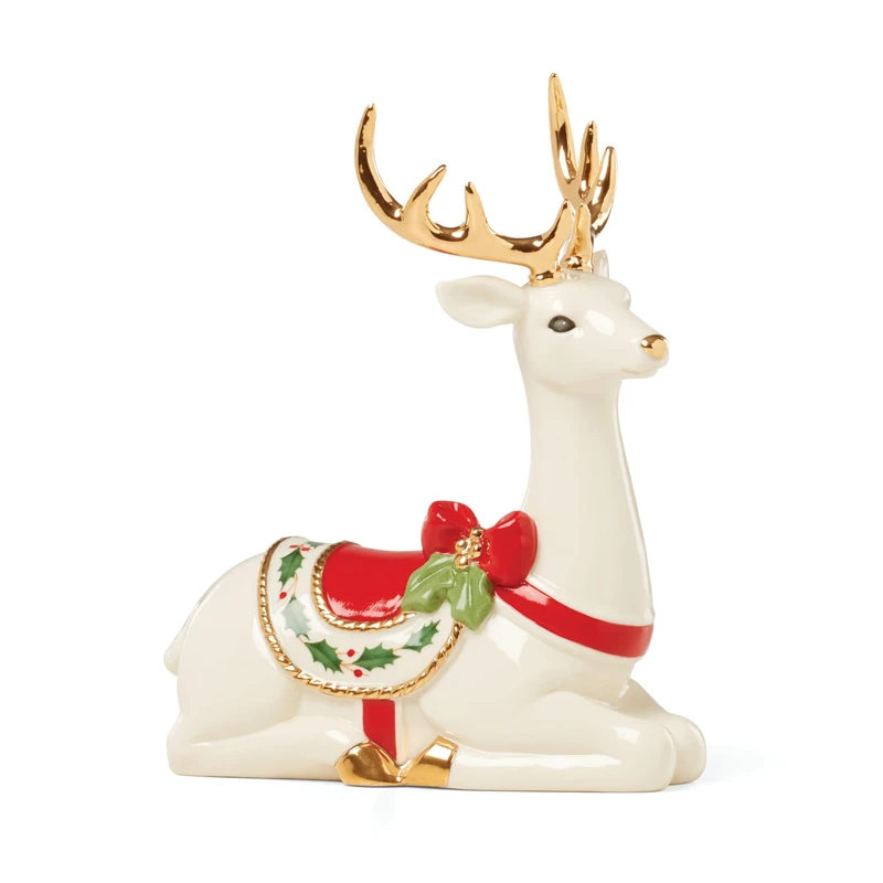 Lenox Laying Reindeer Figurine, 0.66, Multi - Image 1