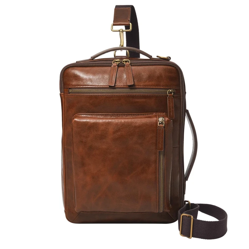 Fossil Men's Convertible Backpack Buckner Commuter, Cognac, Small - Image 1