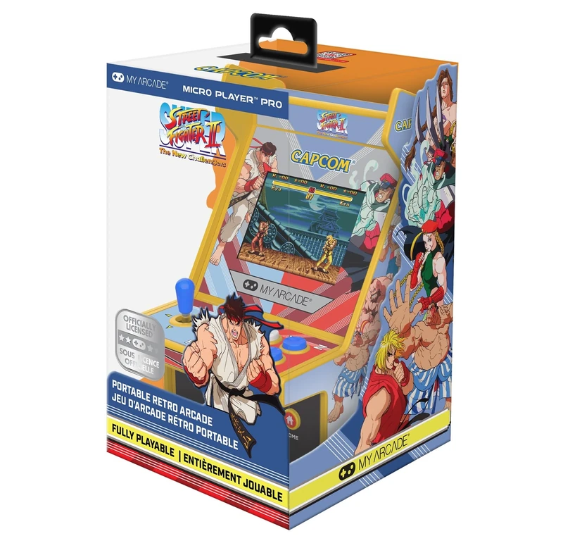 My Arcade Super Street Fighter II Mini Arcade Machine - Micro Player Pro Table Top Arcade Machine, Portable Handheld Game, Retro Gaming Console, Mini Retro Games Machines for Kids & Adults