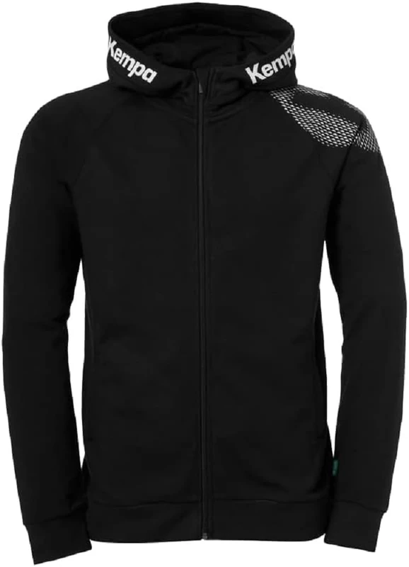 Kempa Men's Core 26 Hooded Jacket Men's Boys Hooded Jacket Training Jacket Sweatshirt Hoody Pullover with Hood Black