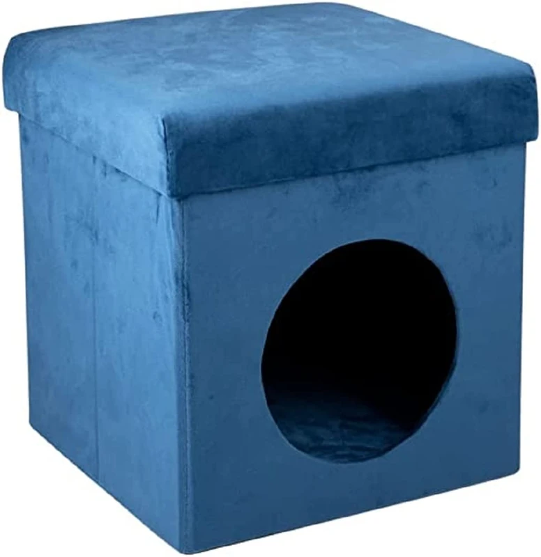 maxxpro Cat House, Foldable Cube, 100% Polyester, up to 80 kg, 34 x 34 x 36 cm, Blue