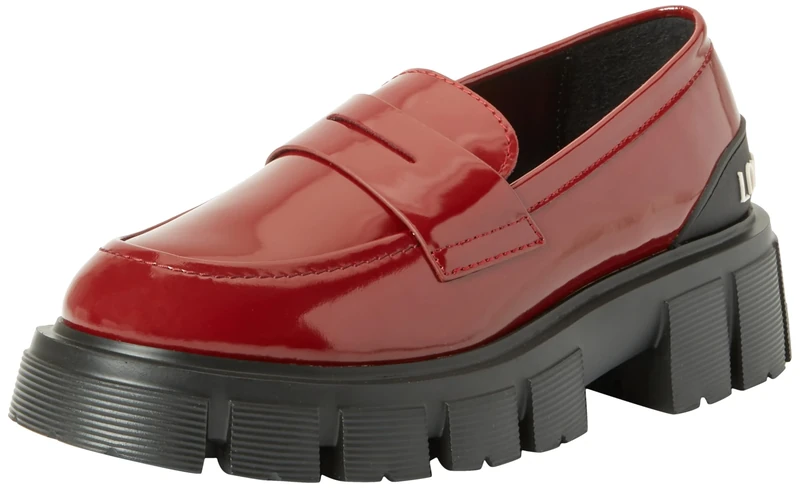 Love Moschino Women's JA10045G0H Driving Style Loafer, Bordeaux, 6.5 UK