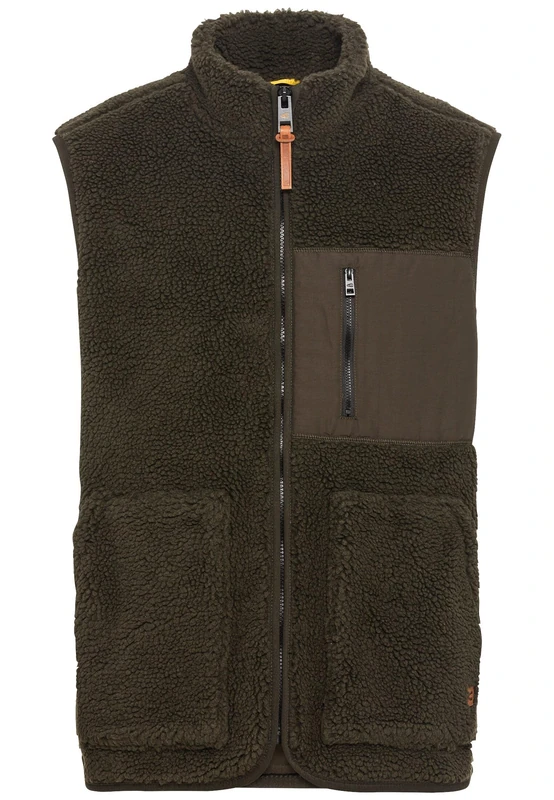 camel active Mens Recycled Polyester Fleece Vest, Green, XL
