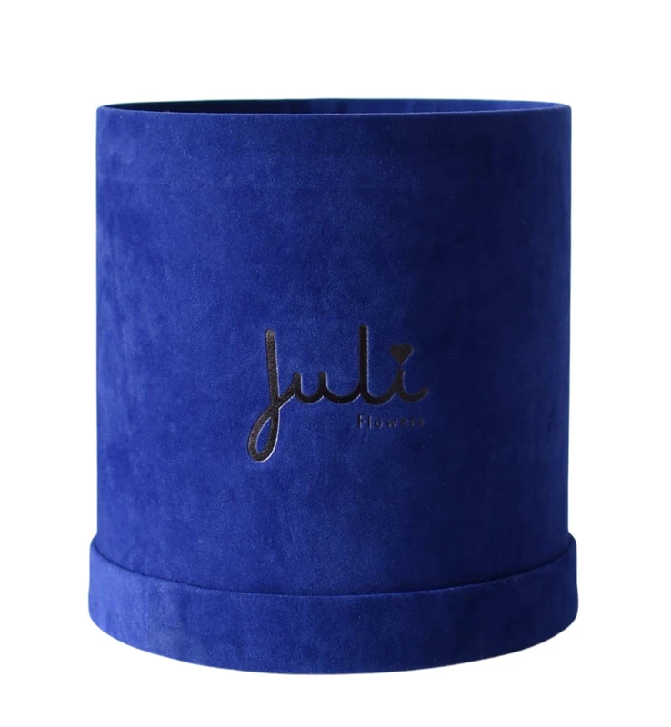 Juli FLOWERS Blue velvet box | Medium | no roses | with foam insert - Image 1