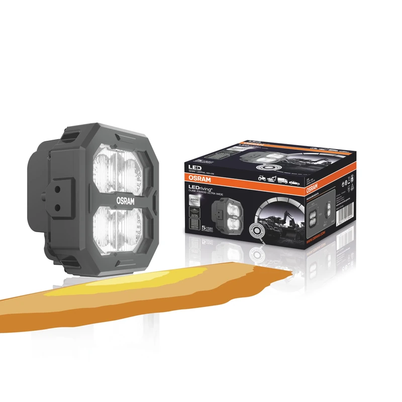 OSRAM LEDriving® Cube PX4500 Ultra Wide, LEDPWL 103-UW, Off Road LED Work Lights, 4500 lumens, Folding Box (1 Lamp), Black