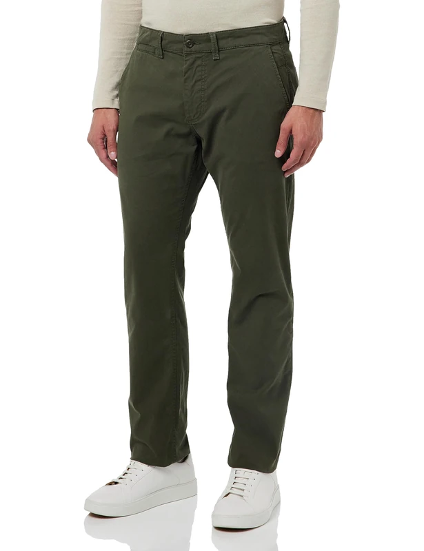 camel active Men's Slim Fit Chino, Dark Khaki, 33 W/30 L