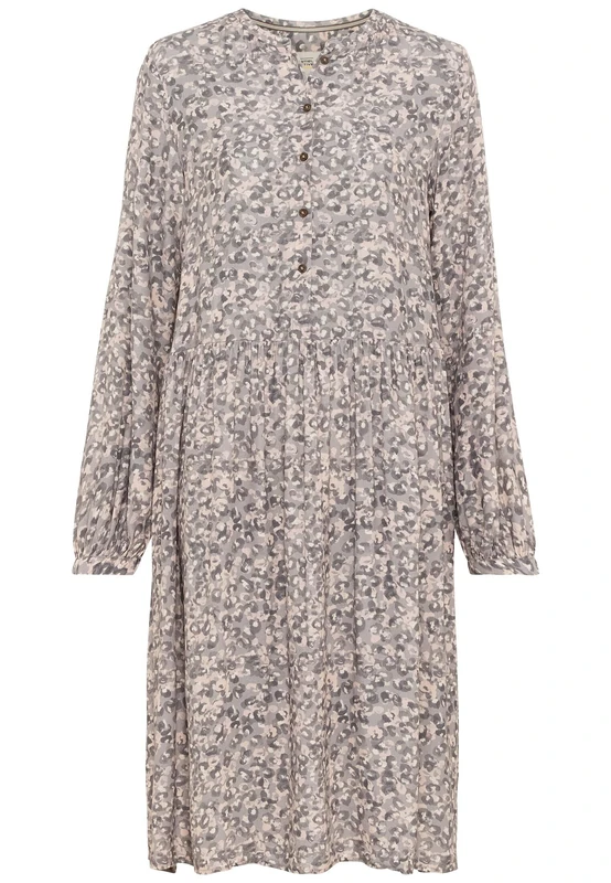 camel active Women's Dress with All-Over Print, Khaki, S - Image 1