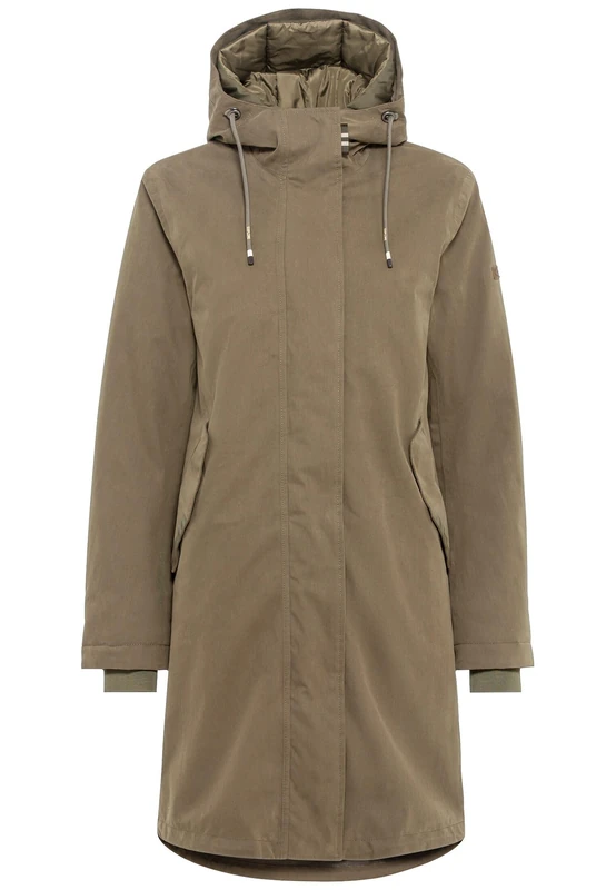 camel active Women's long Texxactive coat in cotton look coat, dark green, 42 - Image 1