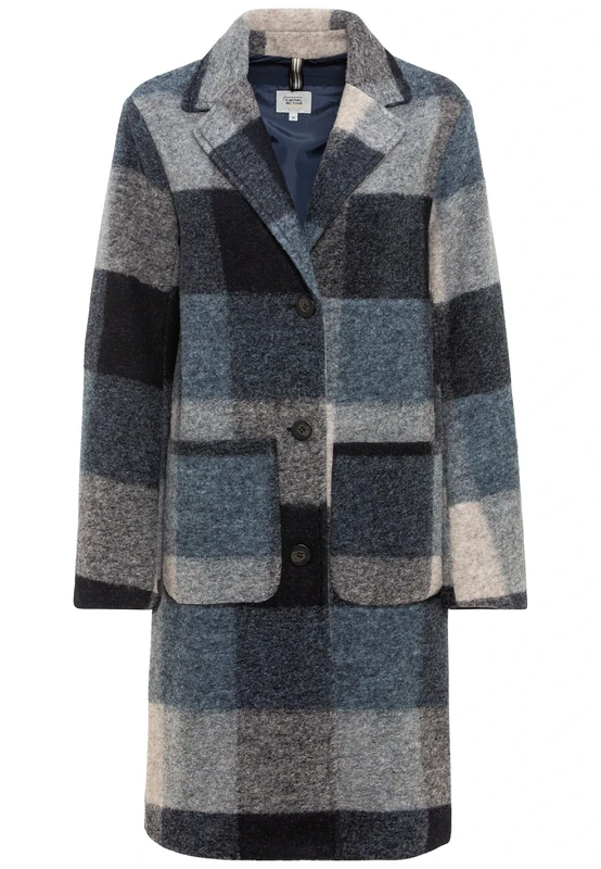 camel active Ladies Plaid Knitted Coat, blue, 40