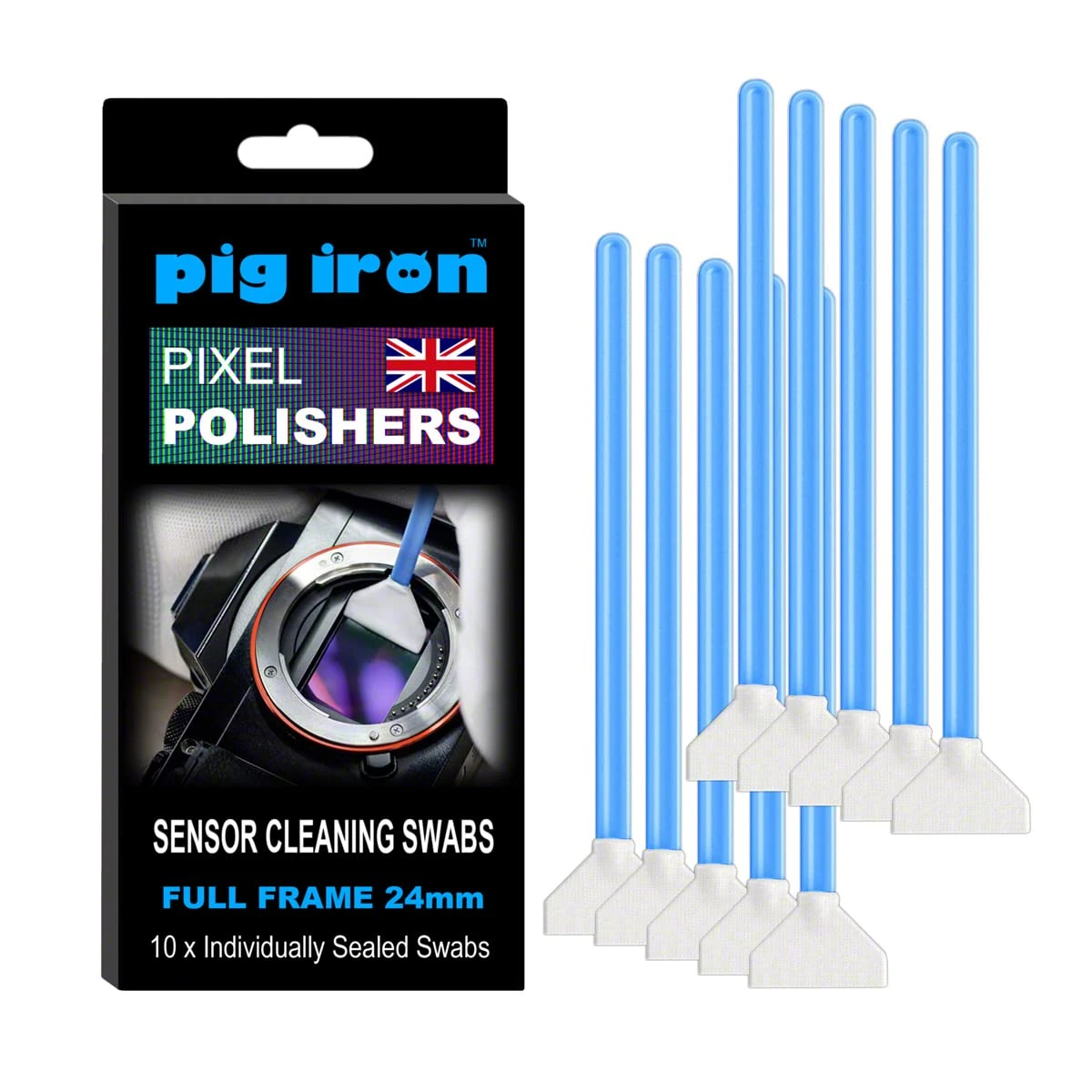 Pig Iron PIPP24 Pixel Polishers. Pro Sensor Cleaning Swab Kit for FULL FRAME Mirrorless and DSLR Cameras. Pack of TEN 24mm Camera Sensor Swabs.