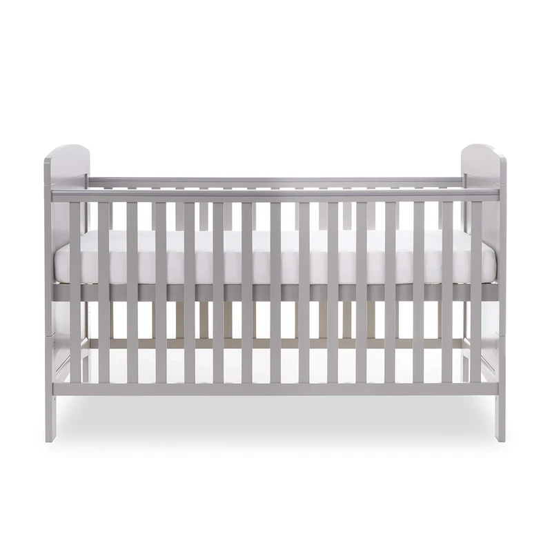 Grace Cot Bed, Cot Top Changer + Fibre Mattress - Warm Grey