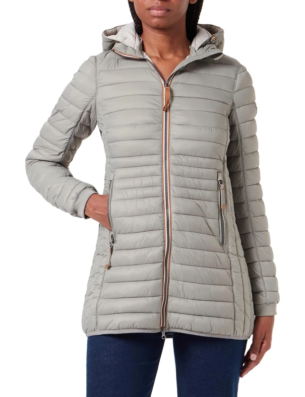 camel active Women's Long Lightweight Quilted Jacket, Light Green, 14