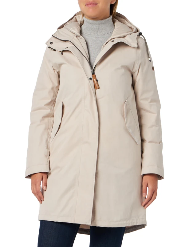 camel active Women's langer teXXactive Mantel in Baumwolloptik Coat, braun,