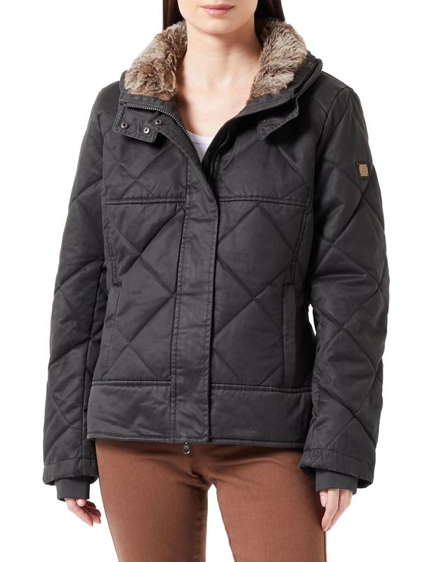 camel active Women's Short Carbon Jacket Blouson, Black, 48