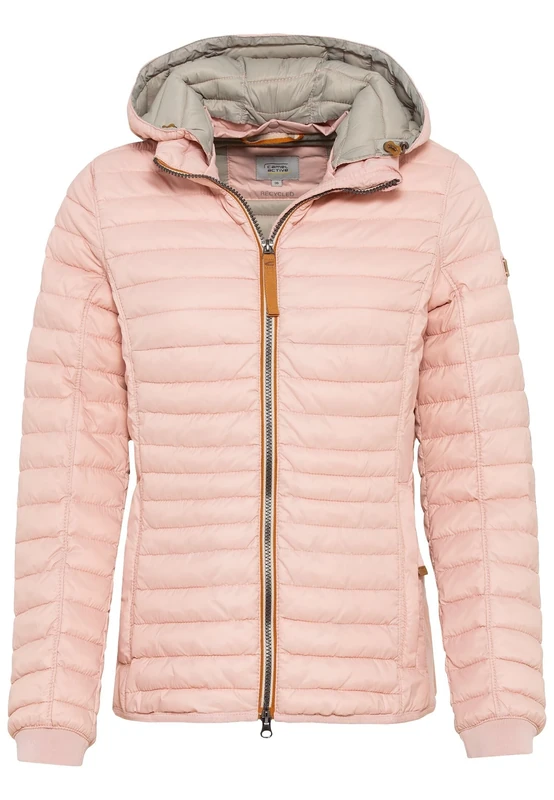 camel active Women's Lightweight Quilted Jacket with Removable Hood, rose, 8