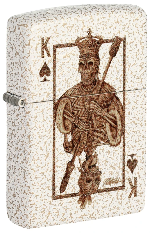 Zippo Windproof Lighter, Rick Rietveld Ace Skull, Mercury Glass, Colour Image, Refillable, Reusable, Windproof Design, Gift Box, Made in USA