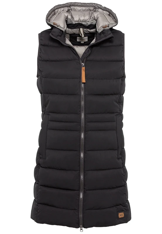 camel active Women's Quilted Vest with Removable Hood, black, 22