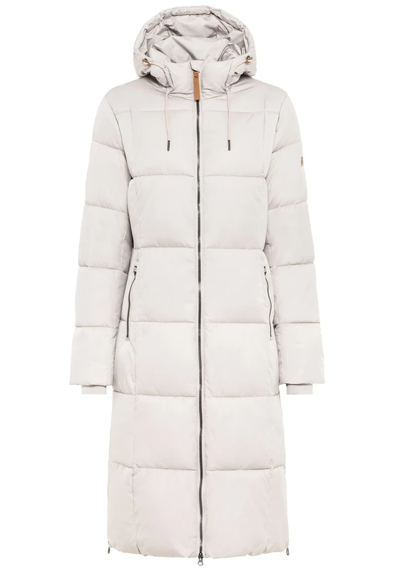 camel active Women's Quilted Coat with Hood, white-grey, 18