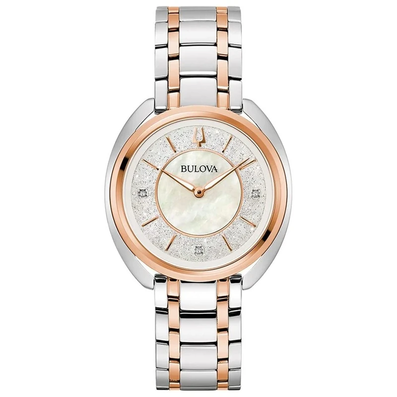 Bulova 98P219 Women's Analogue Quartz Watch with Stainless Steel Strap, Mother of Pearl, Bracelet