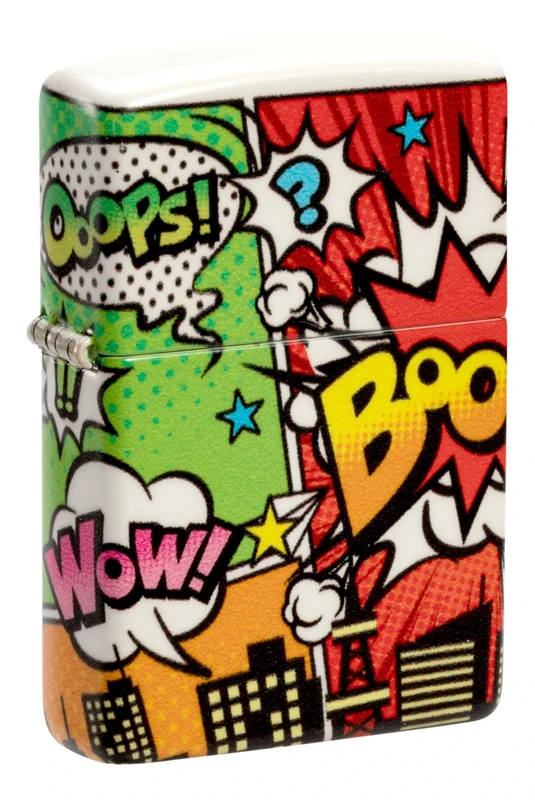 Zippo Windproof Lighter, Pop Art City Design – 540°, Colour Image – Refillable, Reusable, Windproof Design – Comes in Gift Box – Made in USA