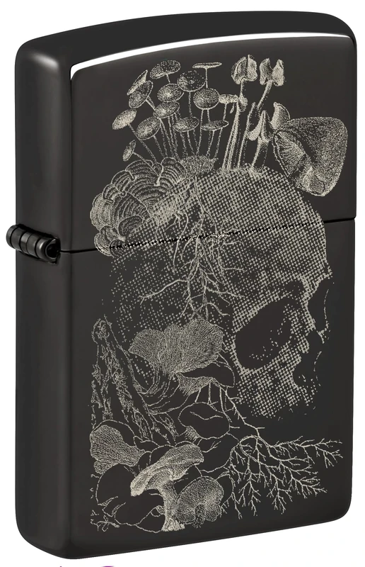 Zippo Windproof Lighter, Skull Mushroom Design – High Polished Black, Photo Image – Refillable, Reusable, Windproof Design – Comes in Gift Box – Made in USA