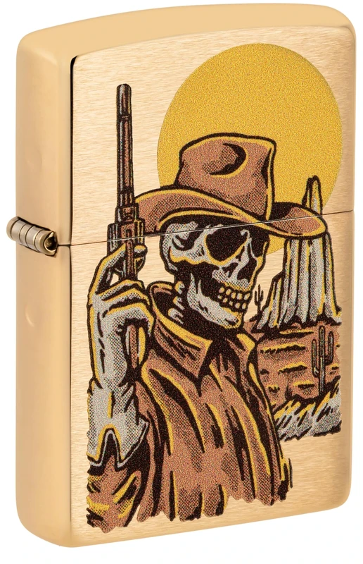 ZIPPO Wild West 60006579 Skeleton Brushed Brass Colour Cowboy Skull Original Lighter