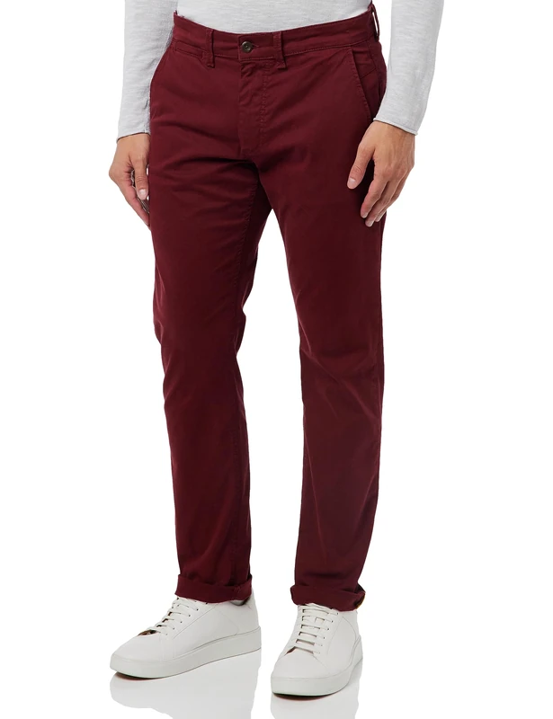 camel active Men's Slim Fit Chino, red, 38 W/32 L