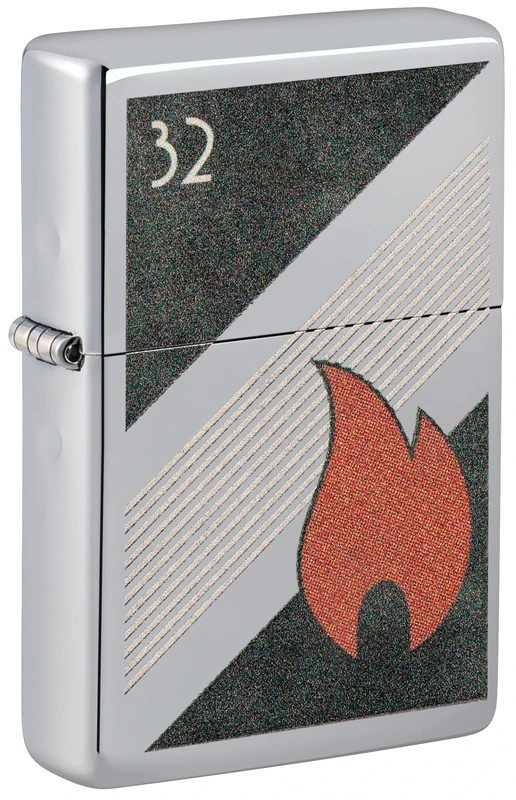 Zippo Windproof Lighter, 1932 Retro Flame Logo Design – Vintage High Polished Chrome, Colour Image – Refillable, Reusable, Windproof Design – Comes in Gift Box – Made in USA