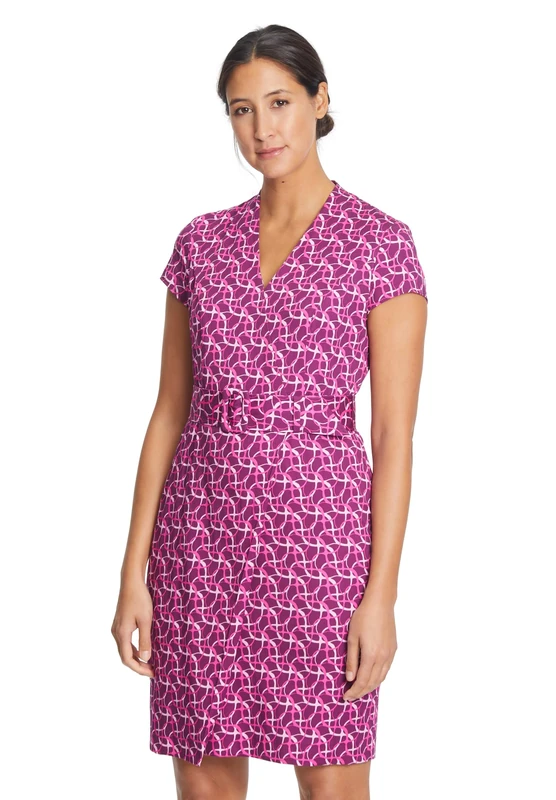Vera Mont Women's Short Sleeve Sheath Dress, Purple/Pink, 6