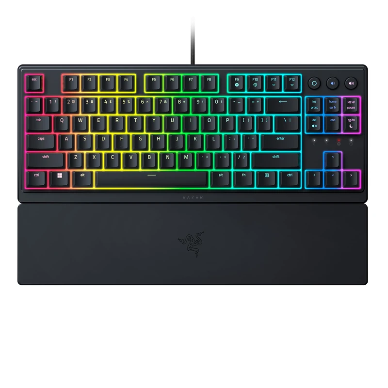 Razer Ornata V3 Tenkeyless - Compact Low Profile Gaming Keyboard (Mecha-Membrane Switches, UV-coated Keycaps, Backlit Dedicated Media Keys, Magnetic Soft-Touch Wrist Rest) US Layout | Black
