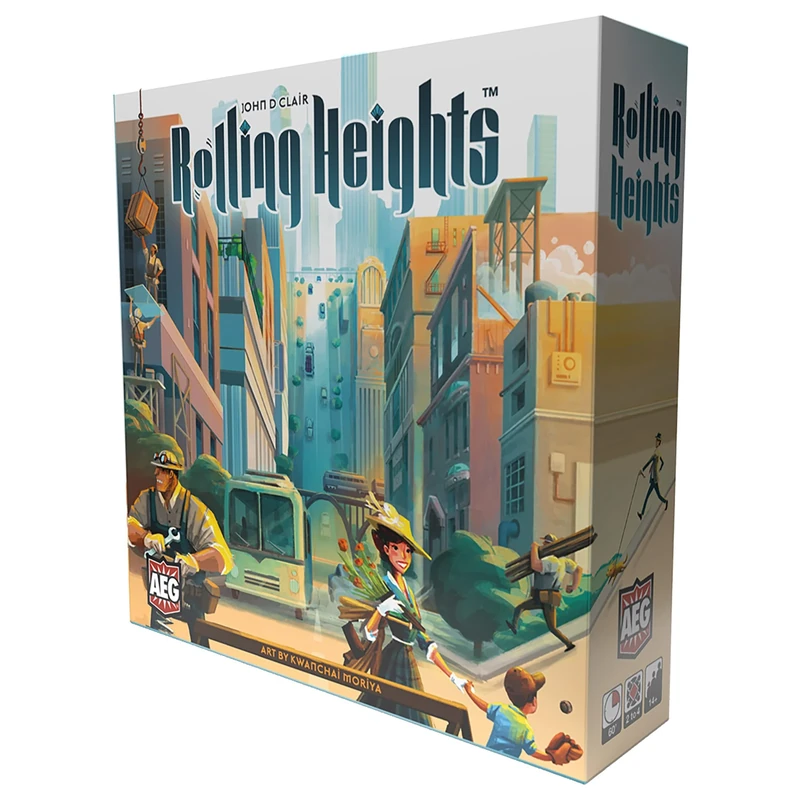 Rolling Heights - Alderac Entertainment Group, Construction City Building Board Game Set in The 1920's, Roll Your Meeples - Build The City, Ages 14+, 2-4 Players, 60+ Minutes, Blue