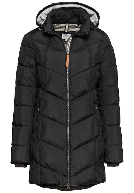 camel active Long buffer coat with modern quilting, black