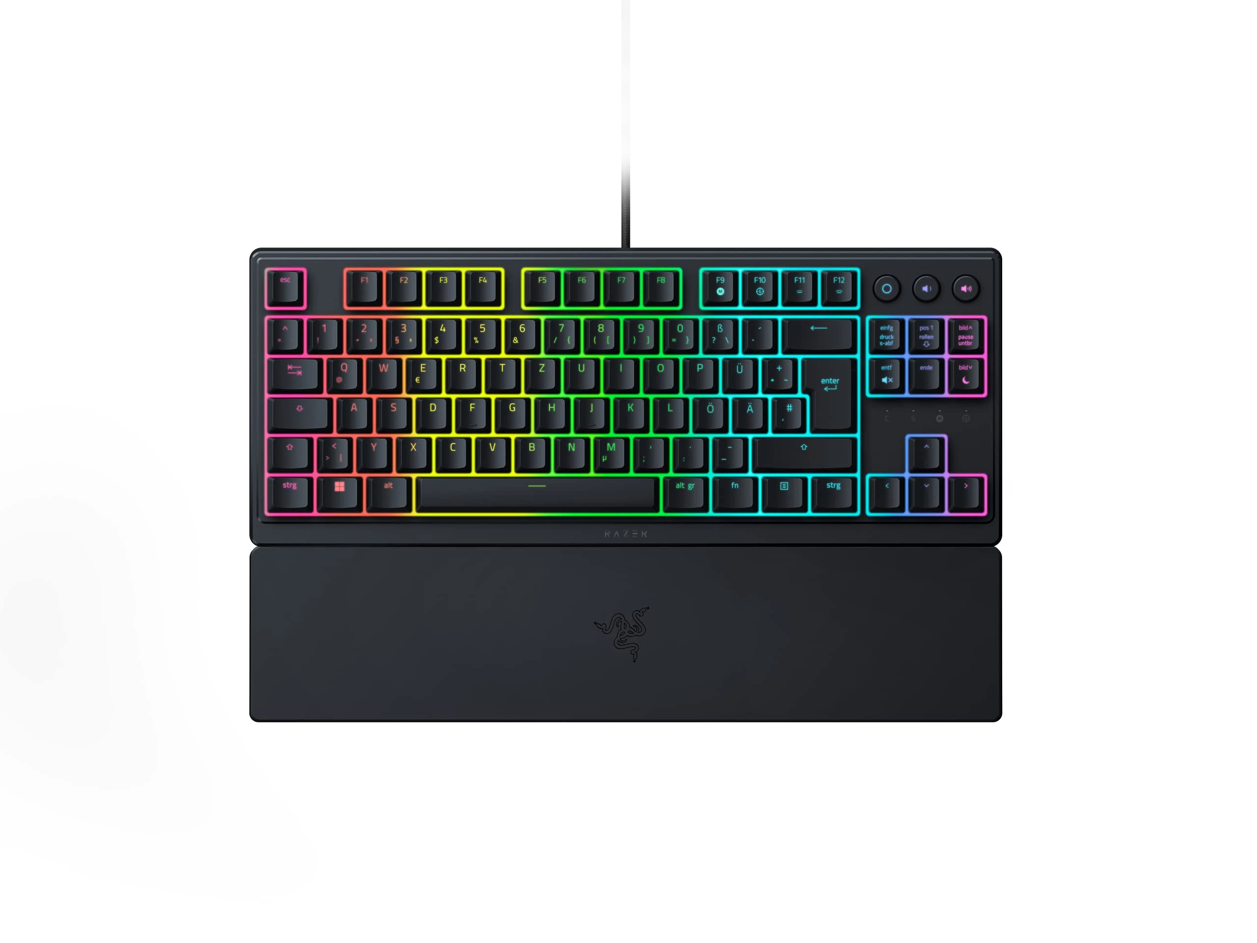 Razer Ornata V3 Tenkeyless - Compact Flat Gaming Keyboard (Mecha Membrane Switches, Keycaps with Anti-UV Coating, Illuminated Separate Media Keys) QWERTZ DE Layout | Black