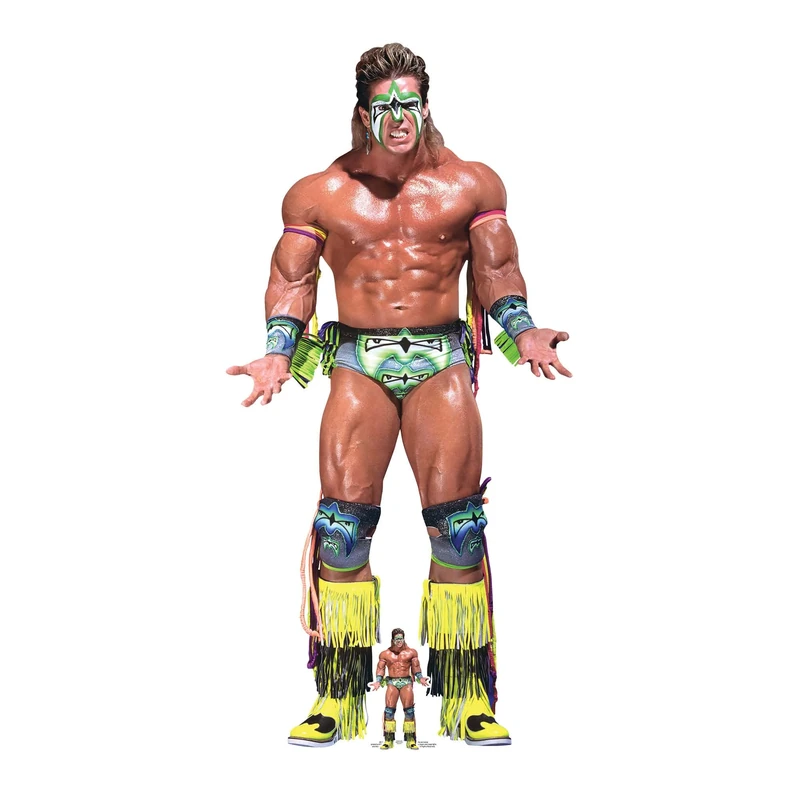Star Cutouts SC4190 WWE The Ultimate Warrior Legendary Entrance Lifesize Cardboard Cutout with Mini – Wrestling Party Decoration, Event Display & Collector Gift