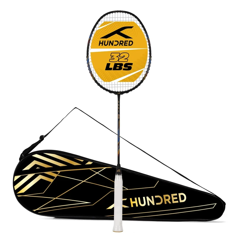 HUNDRED ROCK 88 Carbon Fibre Strung Badminton Racket with Full Racket Cover | For Intermediate Players | 82 grams | Maximum String Tension - 32lbs - Image 1