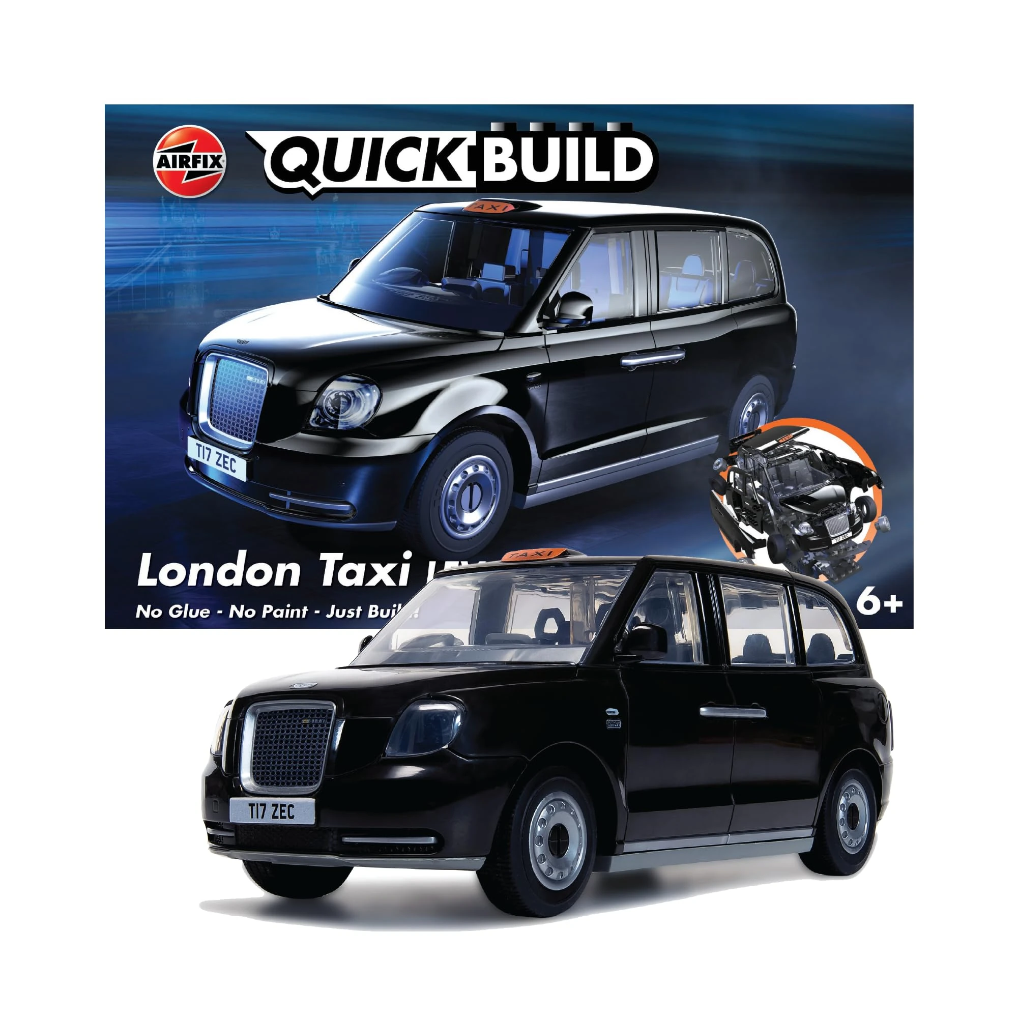 Airfix QUICKBUILD Model Car Kit - J6051 London Taxi Black Car Building Kit for Kids 6+, Construction Toys for Boys & Girls, No Glue Model Making - Classic Car Gifts Plastic Model Kits