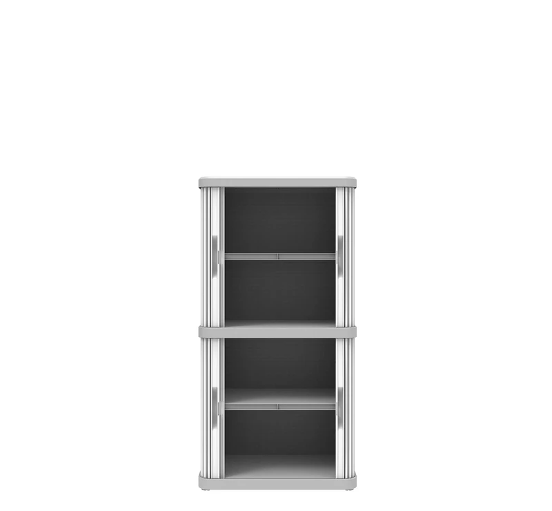 Terry, Rolling Space Cab 2, Indoor and Outdoor 2-Compartment Cabinet with Two Sliding Doors, 2 Adjustable Internal Shelves, Grey, in Recycled Plastic, Dimensions: 59x36x115 cm