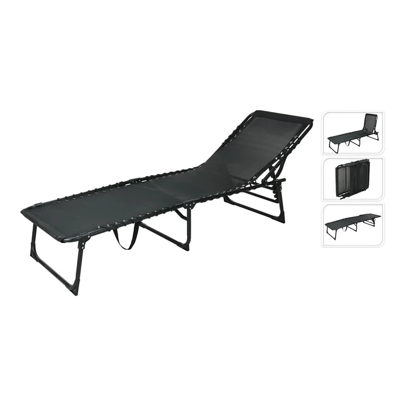 NO DISPONIBLE Black Metallic Folding Lounger - Image 1