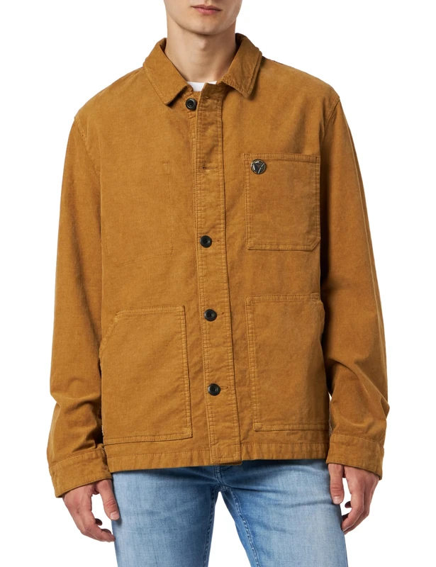 camel active Men's Modern Cord Overshirt Casual Blazer, Beige, XXL